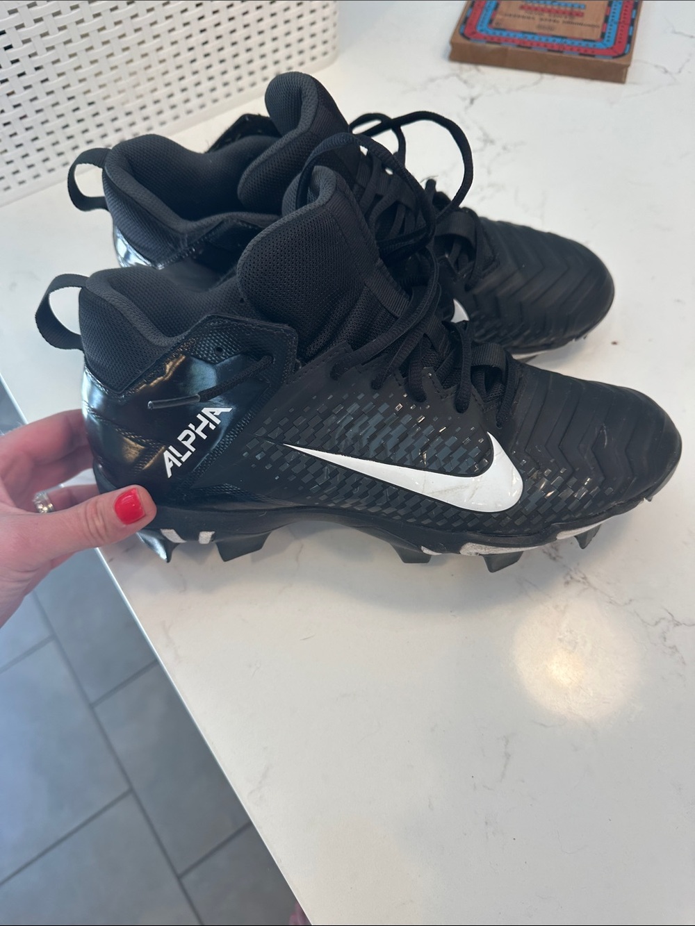 Nike Black and White Alpha Football Cleats